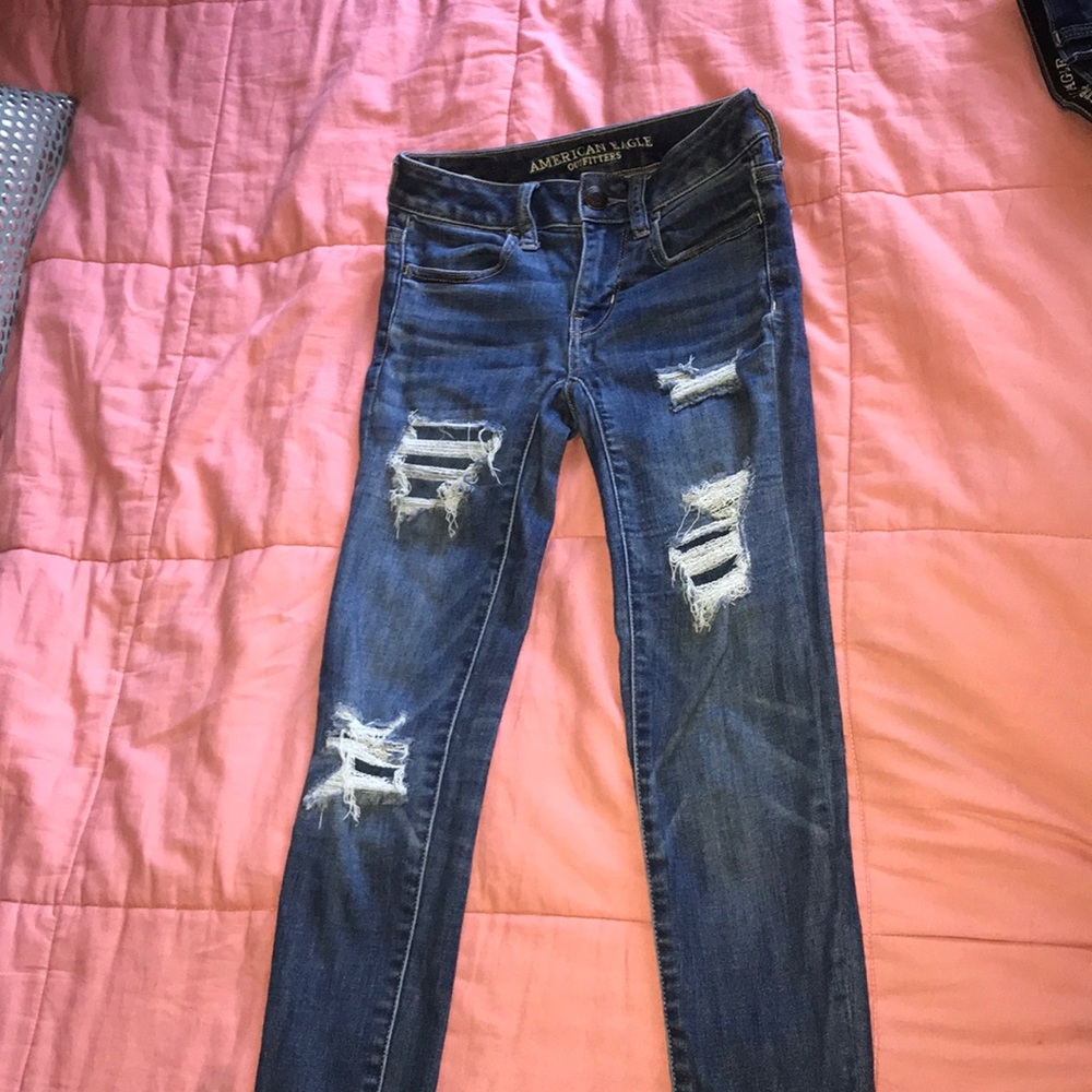 American Eagle patched jeans